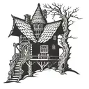 baba yaga house tattoo design idea