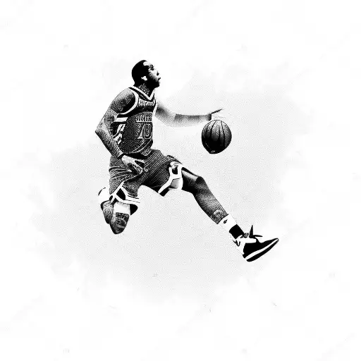 Basketball player performing a slam dunk tattoo design idea