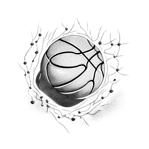 Basketball player performing a slam dunk tattoo design idea