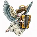 accordion angel tattoo design idea