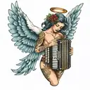 accordion angel tattoo design idea