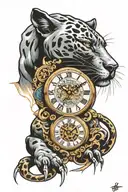 panther, clock and sub-zero tattoo design idea