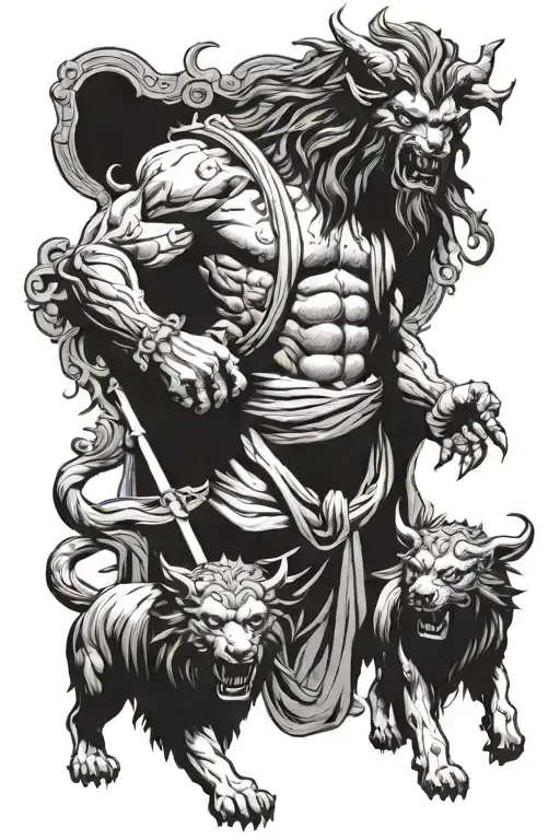 God Hades with Cerberus tattoo design idea