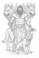 God Hades with Cerberus tattoo design idea