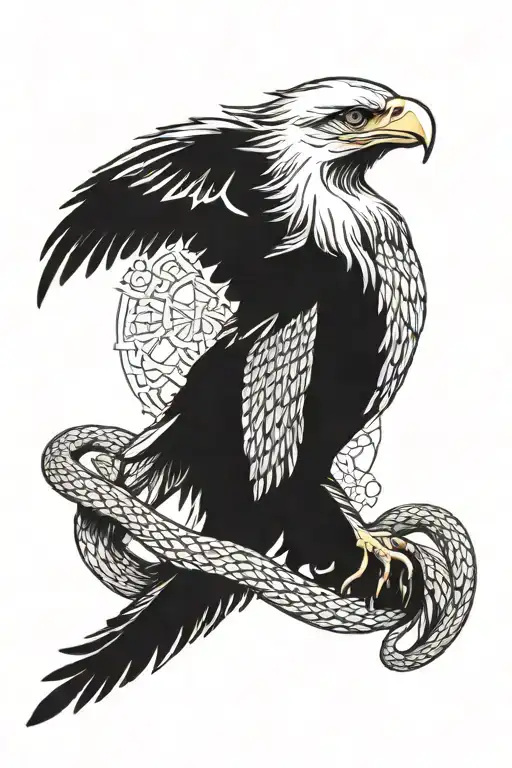 eagle and snake tattoo design idea
