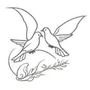 A minimalist design of two turtle doves flying together symbolizing friendship and love tattoo design idea