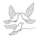 A minimalist design of two turtle doves flying together symbolizing friendship and love tattoo design idea