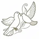A minimalist design of two turtle doves flying together symbolizing friendship and love tattoo design idea