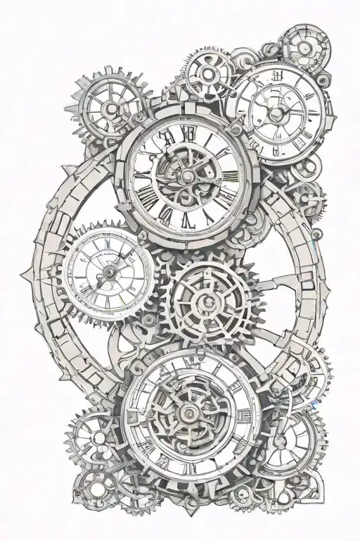 steampunk clock face tattoo design idea