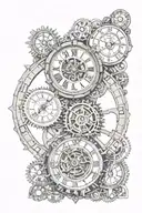 steampunk clock face tattoo design idea
