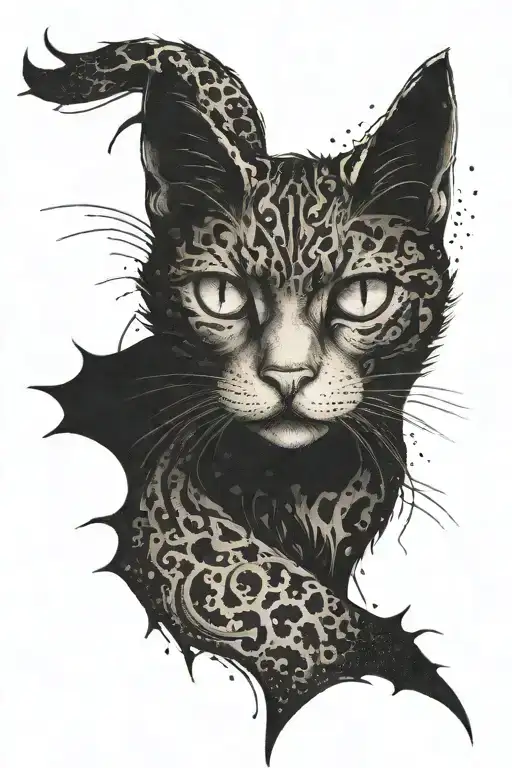 shadows and a creepy cat tattoo design idea