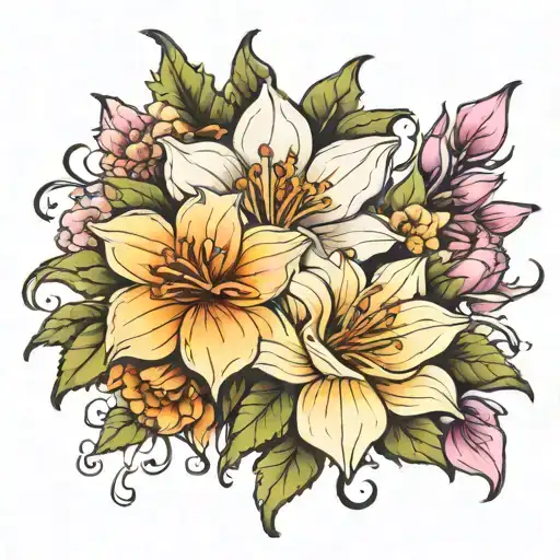 may November February December birth flower tattoo design idea