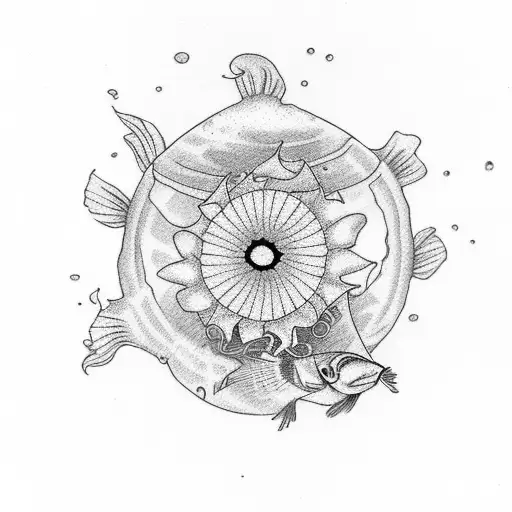 betta fish and lotto flower tattoo design idea