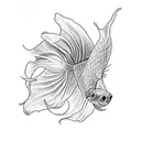 betta fish and lotto flower tattoo design idea