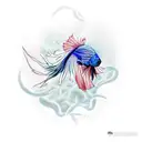 betta fish and lotto flower tattoo design idea