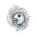 betta fish and lotto flower tattoo design idea