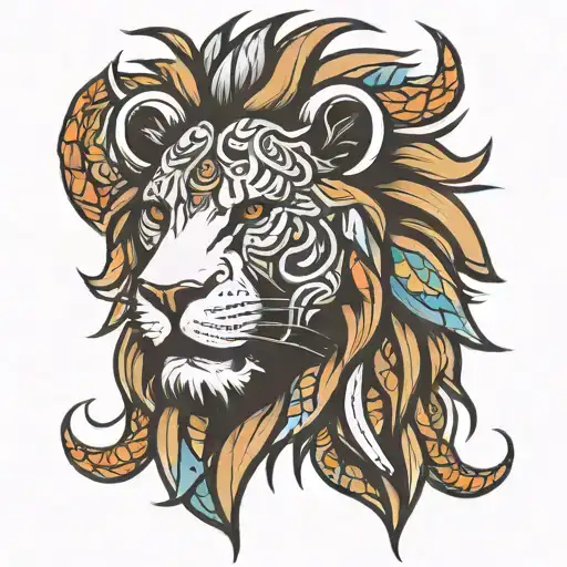 tribal lion head tattoo design idea