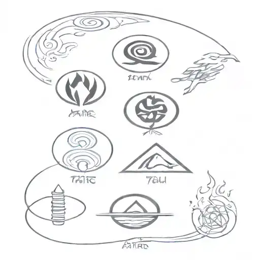 avatar the last airbender four elements tattoo design idea