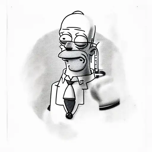 fish sleeve with homer simpson tattoo design idea