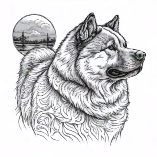 American akita tattoo design idea