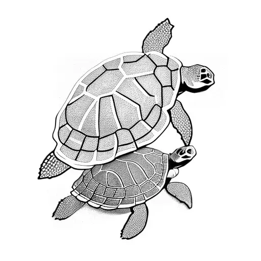 baby turtle and baby elephant playing together tattoo design idea