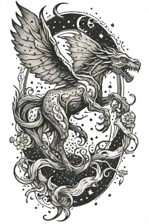 Harry Potter thestral flying tattoo design idea