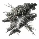 a background of dark black clouds with white lightning shining tattoo design idea