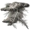 a background of dark black clouds with white lightning shining tattoo design idea