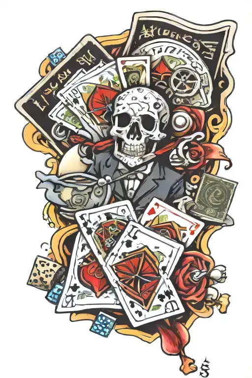money ,dice, cards, guns money drugs tattoo design idea