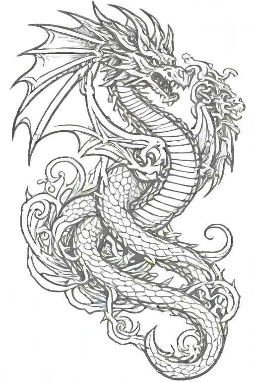 wing dragon,fire, money, granades sleeve tattoo featuring tattoo design idea