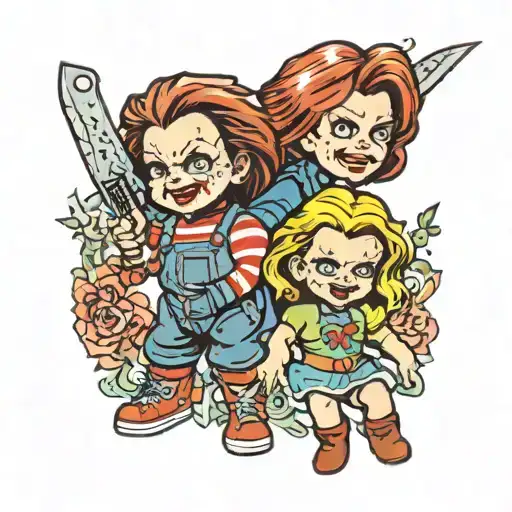 chucky & tiffany tattoo design idea