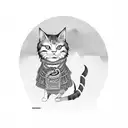 samurai cat tattoo design idea