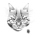samurai cat tattoo design idea