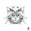 samurai cat tattoo design idea