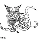 samurai cat tattoo design idea