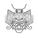 samurai cat tattoo design idea