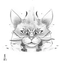 samurai cat tattoo design idea