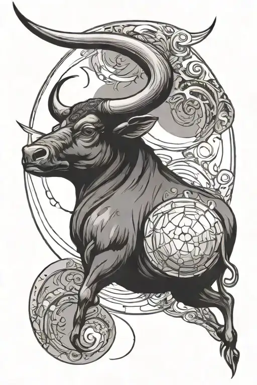 taurus inside the moon tattoo design idea