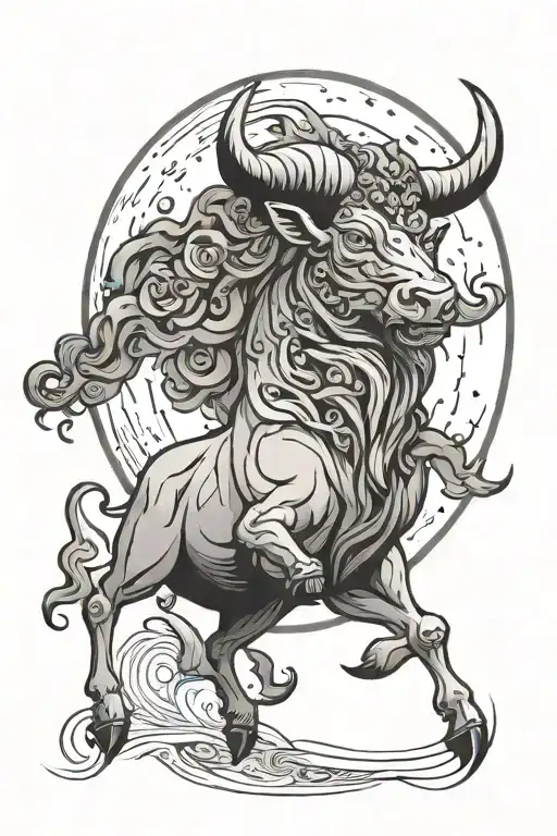 taurus inside the moon tattoo design idea