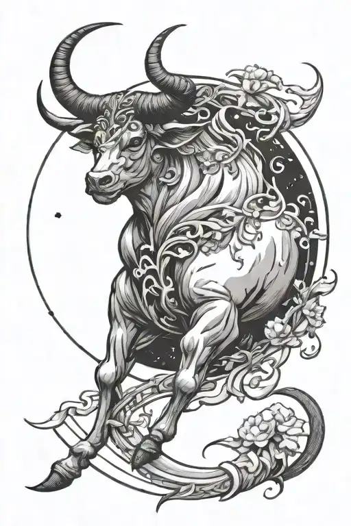 taurus inside the moon tattoo design idea