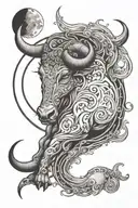 taurus inside the moon tattoo design idea