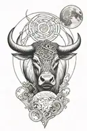 taurus inside the moon tattoo design idea