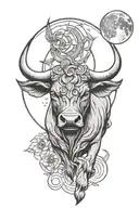 taurus inside the moon tattoo design idea