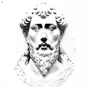 Marcus Aurelius with various stoic elements tattoo design idea