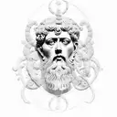 Marcus Aurelius with various stoic elements tattoo design idea