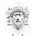 Marcus Aurelius with various stoic elements tattoo design idea