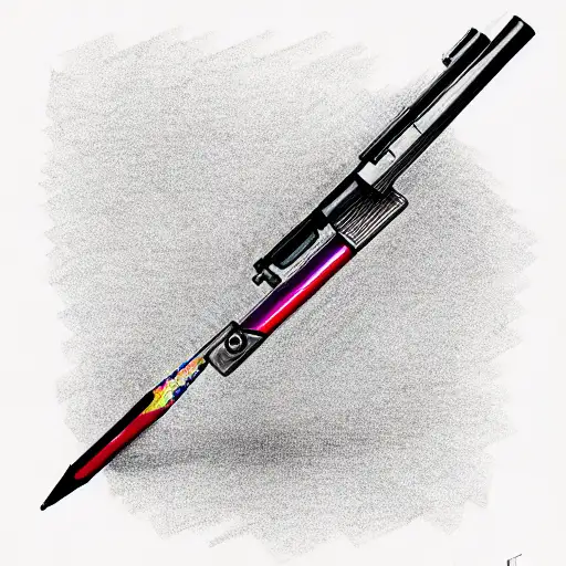 pencil tip kalashnikov tattoo design idea