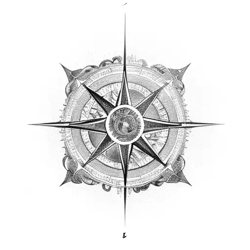 A celestial compass guiding the path of love and zen tattoo design idea