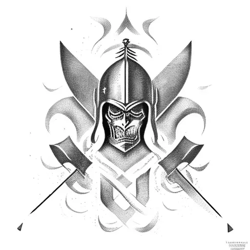,trident,spear, helmet, victory , warrior  tattoo design idea