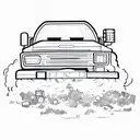 use one continuous line to Create garbage truck  tattoo design idea